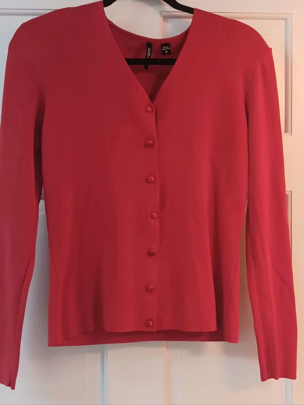 Venini Coral-Red V-Neck Button-Front Cardigan